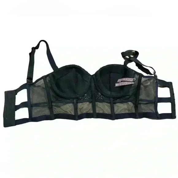 Victoria Secret Very Sexy Corset Like Black and Silver Bra Size 32D - Picture 3 of 6